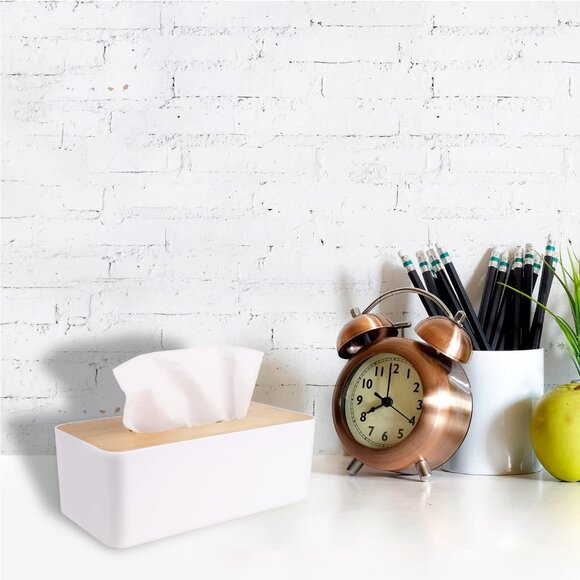 Tissue Box Holder for Bathrooms,Bamboo Cover Plate,Home and Office1 Pack - Picture 5 of 7